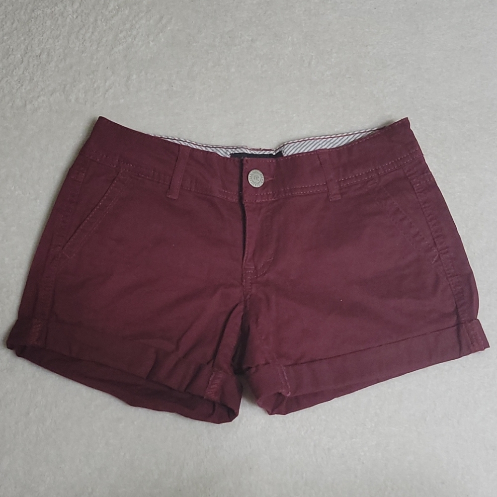 Burgundy Aeropostale Midi Twill Shorts